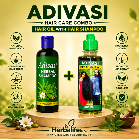 Adivasi Herbal Hair Oil & Shampoo Combo – 100% Original Ayurvedic Formula for Fast Hair Growth & Hair Fall Control